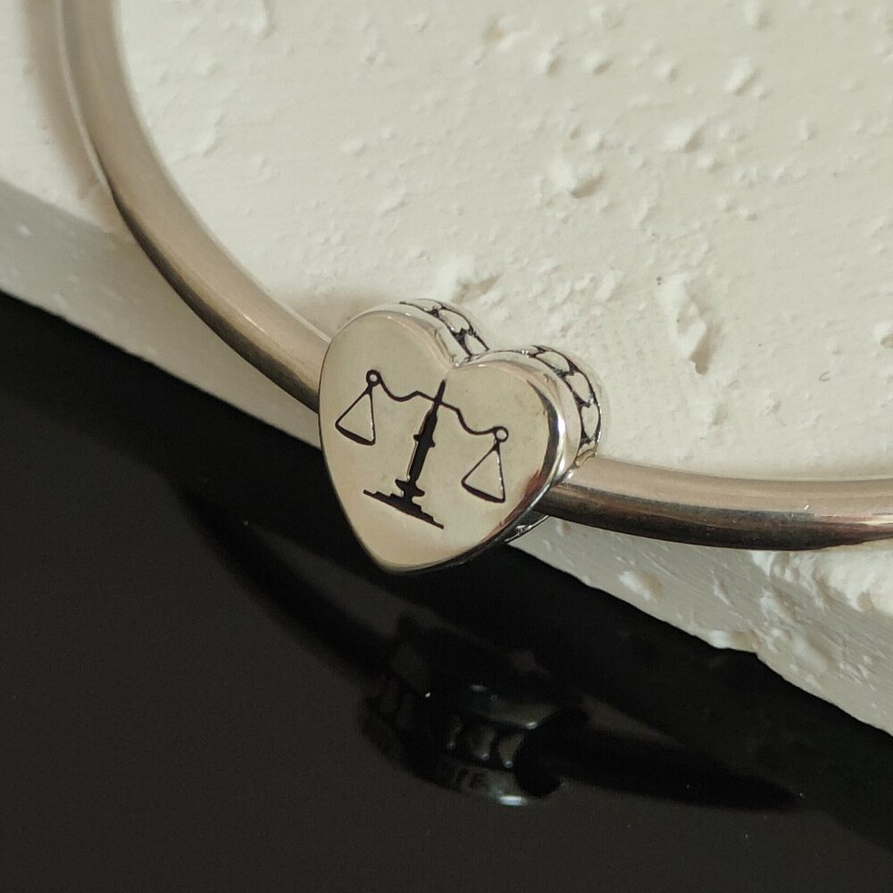 Pandora Scales of Justice Heart Charm Exclusive Bead Pendant S925 ALE with box - Picture 4 of 8